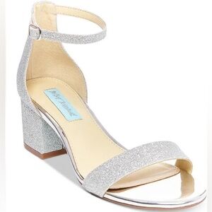 Blue by Betsey Johnson - Women's Silver Glitter Heeled Sandal - Size 7